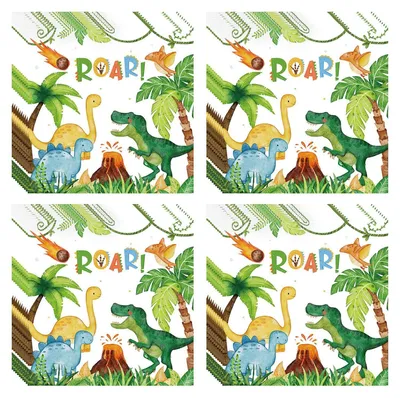 40 Dino-Papiertücher 33x33 cm, Party-Deko, bunt