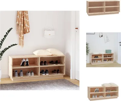 Zdjęcie produktu dla vidaXL Stojak na buty 110x34x45 cm lite drewno sosnowe - Stojaki i szafki na buty