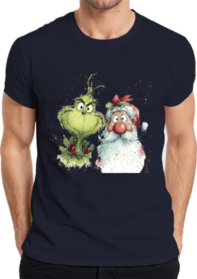 Produktbild von Grinch Weihnachtsmann lustig Weihnachten Geschenk Vintage Herren T-Shirt, Navy, S