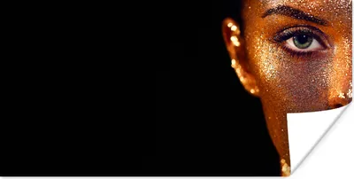 Produktbild von MuchoWow® Poster Make-up - Gold - Frau - Luxus - Glitzer - Kunst 40x20 cm - Poster für die Wand - Poster Schlafzimmer
