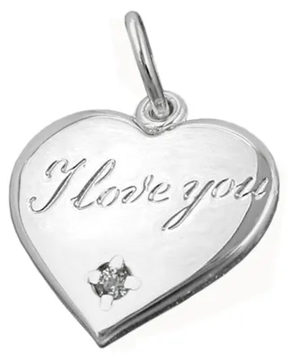 Produktbild von Anhänger Herz mit Zirkonia I Love You - Gravur 925 Echt Silber Silberanhänger
