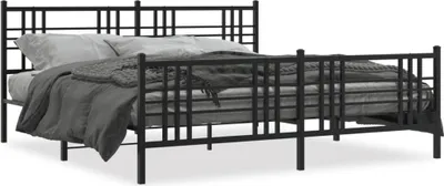 Produktbild von Möbel Bettgestell mit Kopf- und Fußteil Metall Schwarz 183x213 cm - Klassische Betten 376347