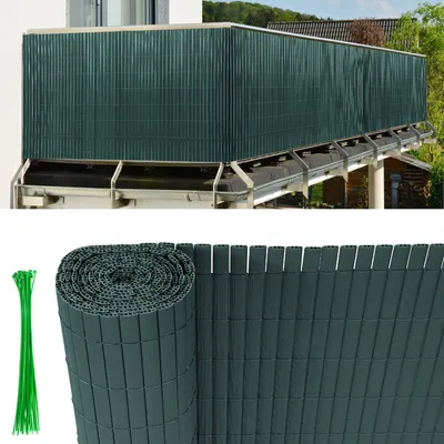 Produktbild von TolleTour PVC Sichtschutzmatte UV-Schutz Sichtschutzzaun Balkon Terrasse Windschutz Sichtschutz Outdoor Balkonverkleidung Wetterfest für Balkon Garten Markise Zaun Terrasse Grün 80x600cm