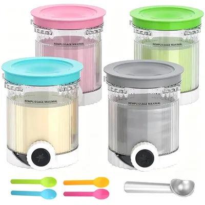 Produktbild von Omgoods – Set aus 4 Eisbehältern mit Deckel und Löffel