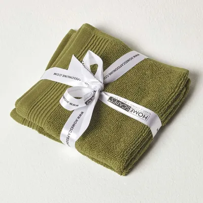 Obrázek produktu pro HOMESCAPES sada 2 žínek 30x30 cm z egyptské bavlny 700 g/m² - olivově zelená
