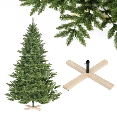 Produktbild von Salcar Künstlicher Weihnachtsbaum mit Holzständer 180 cm/210 cm Tannenbaum Nordmanntanne Christbaum
