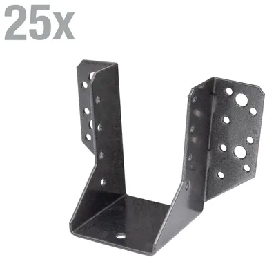 Obrázek produktu pro Alberts 822750 DURAVIS® podložka pod trám, typ A, s dvojitou povrchovou úpravou Black Diamond, vnitřní šířka 60 mm, výška 100 mm, sada 25 kusů