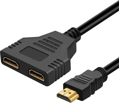 Produktbild von HDMI-Stecker zu Dual-Buchsen-Splitterkabel – 1-zu-2-Adapter für HDTV