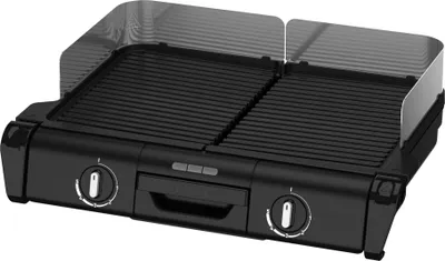 Produktbild von Tefal TG800N BBQ Family Schwarz-Silber, Schwarz, Rechteckig, Drehregler, 285 x 460 mm, 2 Zone(n), 2400 W
