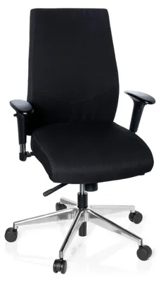 Produktbild von hjh OFFICE Profi Bürostuhl PRO-TEC 250 Ergonomischer Schreibtischstuhl mit Armlehnen (höhenverstellbar) Stoff Schwarz Drehstuhl für Büro, Zuhause