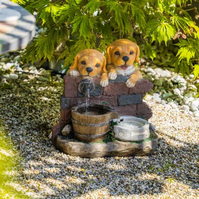 Produktbild von esotec Solarbrunnen Hundewelpen Milo & Buddy Komplettset outdoor 101335