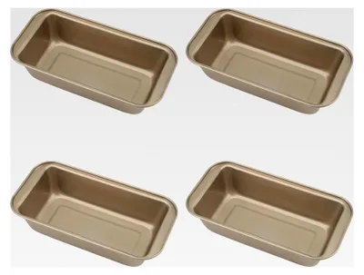 Produktbild von 4 Stück Rechteckige Brotbackformen Kohlenstoffstahl, Antihaftbeschichtet, 25 x 12,5 x 6,5 cm