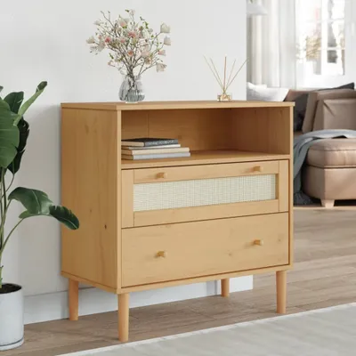 Productafbeelding van vidaXL Dressoir SENJA, rotanlook, bruin, 80x40x80 cm, grenenhout