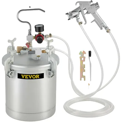 Produktbild von Drucklacktank, 2,5 Gallonen Kapazität, Spritzpistolenbetriebsdruck 45-60 PSI, Musterbreite 7,1-9,1 Zoll, Luftverbrauch 6,0-8,8 CFM, Optimaler Betriebsdruck 25-30 PSI