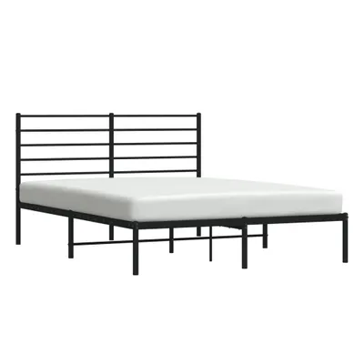Productafbeelding van Bedframe met hoofdbord metaal zwart 135x190 cm