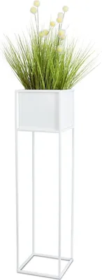Immagine prodotto di Portafiori, aiuola in piedi, moderno, metallo, mansardato, bianco 90 cm