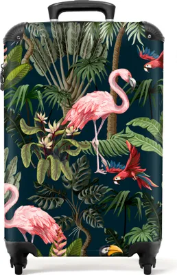 Obrázek produktu pro NoBoringSuitcases.com® Kufry Příruční kufry na kolečkách Malé cestovní kufry na 4 kolečkách - Cubs - Pattern - Kids - Flamingo - Parrot - Kids - Cabin Size < 55x40x23 cm & 55x40x20 cm - Foto kufr - Příruční kufr - palubní zavazadlo Příruční kufr 55x35x20 cm, 36L,