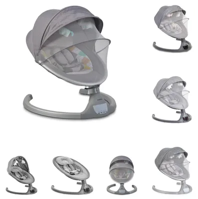 Produktbild von Cangaroo Babywippe iSwing, Musikfunktion, Timer, Fernbedienung, Aluminiumrahmen hellgrau