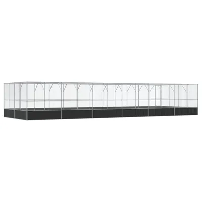Zdjęcie produktu dla vidaXL Woliera z nadstawką srebrna 1246x414x212 cm stalowa