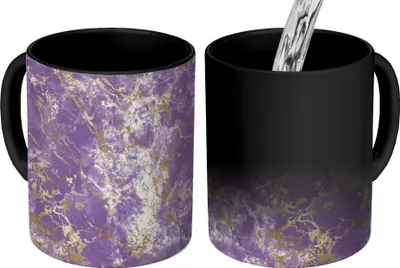 Produktbild von MuchoWow® Zauber Tasse Zaubertasse Magic Marmor - Lila - Gold - Muster 350 ml Farbwechsel Becher Geschenk Geschenkidee - Magic-Tasse - Fototasse - Keramiktassen - Bilder - Tasse Kaffee - Getränkbecher
