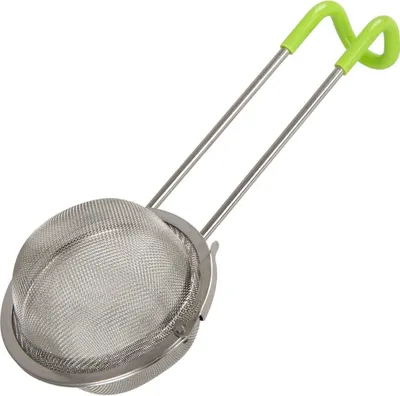 Produktbild von Fackelmann Teesieb mit Bügel Ø 6,5 cm, Teebrüher aus Edelstahl, Tee-Ei zum Brühen, Umrühren (Farbe: Silber/Grün)