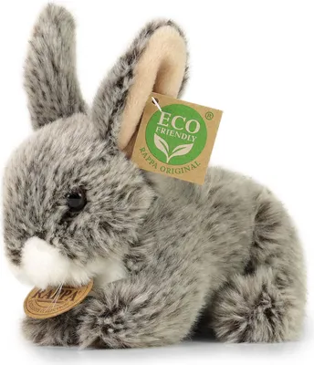 Zdjęcie produktu dla RAPPA Plyšový králík tmavě šedý ležící 17 cm ECO-FRIENDLY