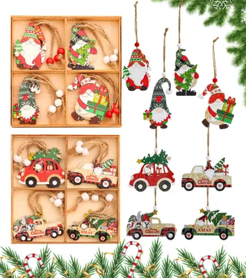 Productafbeelding van Houten hangers - Set van 24 - Kerstdecoratie - Kerstman