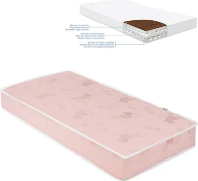 Produktbild von Kikkaboo Babybett Matratze CocoCraft Standard 120 x 60 x 15 cm 2 Lagen 3D-Schaum pink