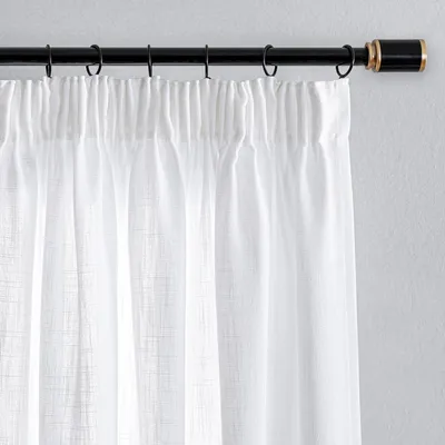 Produktbild von Gardinen 2er Set, 225 x 140 cm, halbtransparent, weiß, Leinenoptik, für Wohnzimmer