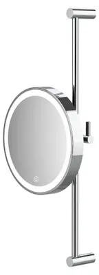Produktbild von DEUSENFELD WLS50CA - Wand Akku LED Kosmetikspiegel an Stange, höhenverstellbar, Ø20cm, 5-fach Vergrößerung, 50cm, Stangengleiter, 3 einstellbare Lichtfarben, 10 Min. Timer, Dimmer, 3000mAh Lithium Akku, USB-C, inkl. Klebeadapter, verchromt