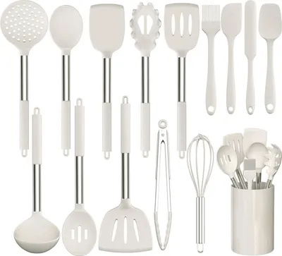 Produktbild von MODFU Küchenhelfer-Set, 15-teilig, Silikon-Kochutensilien, Kochutensilien-Set, hitzebeständiges Kochgeschirr mit Utensilienhalter, Küchenutensilien