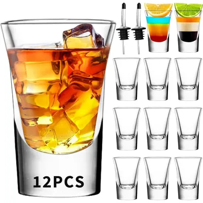 Productafbeelding van Glazen voor schnaps, 35 ml, transparant, vaatwasmachinebestendig. Geschikt voor tequila, set van 12
