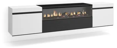 TV-Kasten mit LED-Kamin, 200x45x35 cm, für TVs bis 203 cm, Wandmontage