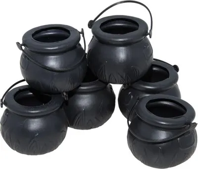 Produktbild von Set Mini-Kessel Halloween Dekoration 6 Stück schwarz6 x 6 cm - Einheitsgröße