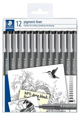 Obrázok produktu pre 10 ks pigmentových fixiek 308-9 TB12, čierne, 12 ks v puzdre