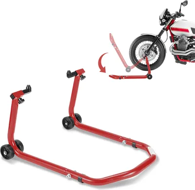 Image de Béquille de moto Jayseuw 300 kg Béquille de montage pour l'avant | Adaptateur U-Type| Capacité de charge levage moto Rouge