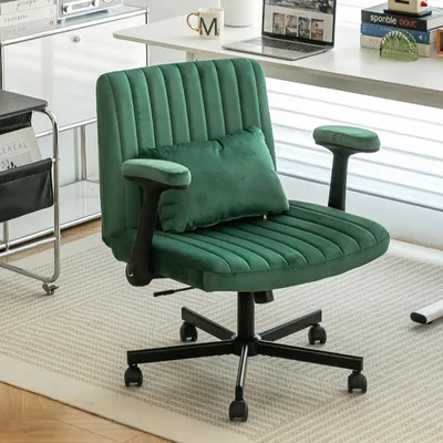 Produktbild von MODFU Bürostuhl Grün,Polstersessel mit Klappbaren Armlehnen und Rollen,höhenverstellbarem Drehstuhl,Fernsehsessel,Posterstuhl für Arbeitszimmer