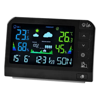 Produktbild von Wetterstation für Zuhause, Multifunktionale Wetteruhr mit Farbdisplay, intelligente 6-Wetter-Vorhersage,ideal für Balkone, Gärten oder Gewächshäuser