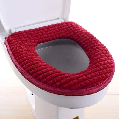 Produktbild von Toilette Sitzbezüge, Badezimmer Weich Warme Waschbar Toilleten Sitz Abdeckungskissen, Warmer WC-Sitzbezüge Toilettensitzabdeckung Toilettensitz, Rot