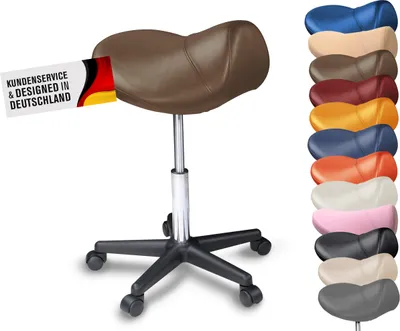 Produktbild von Sattelhocker, Sattelstuhl, Praxishocker - bequemes & ergonomisches Sitzen (Braun)