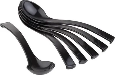 Produktbild von APS 88628 Feinkostlöffel, 6er-Set, Kunststoff (SAN), Ø 6 cm, Länge 23 cm, schwarz