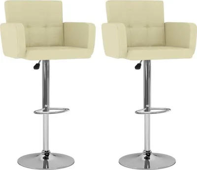 Produktbild von Barhocker 2 Stk. Creme Kunstleder