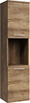 Image de Armoire de rangement de Montreal Hauteur 131 cm - Chene Marron - Meuble de rangement haut placard armoire colonne