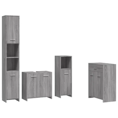Produktbild von vidaXL 4-tlg. Badmöbel-Set Grau Sonoma Holzwerkstoff