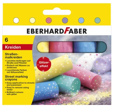 Produktbild von EBERHARD FABER Straßenmalkreide Glitzer 6er Kartonetui