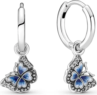 Produktbild von PANDORA MOMENTS Creolen mit Anhänger "Blauer Schmetterling"