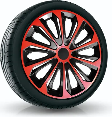 Zdjęcie produktu dla Kołpaki NRM Strong Duo do felg stalowych zestaw 4 kołpaków czerwony/czarny 15"