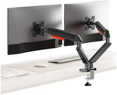 Productafbeelding van Dubbele Monitor Arm - Monitorstandaard Bureau - Werkplek Optimaliseren - Verstelbare Gasveer - Tot 32 inch - Zwart
