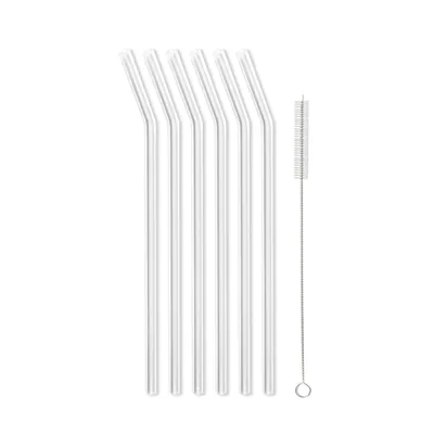 Produktbild von Glas Strohhalm 6 Stück Trinkhalm Cocktailhalm mit Reinigungsbürste VIALLI DESIGN