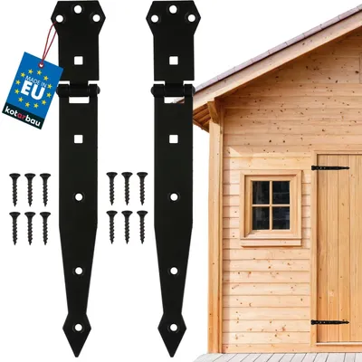 Zdjęcie produktu dla Zawiasy do drzwi KOTARBAU® typu "kreuzgehänge", powlekane proszkowo, czarne, 300 mm, zestaw 2 sztuki